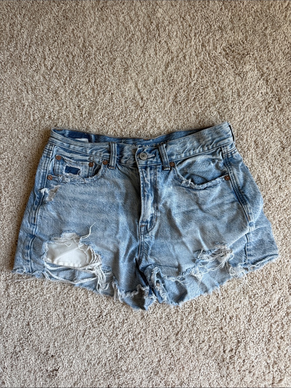 American Eagle Outfitters Light Wash Distressed Jean Shorts